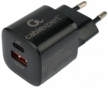 Cablexpert (21080) MP3A-PC-47, QC3.0/PD, 2 порта: USB и Type-C, черный, пакет Универсальный адаптер питания