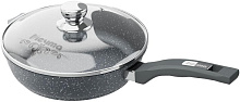 МЕЧТА С28701 Гранит 28см несъемная ручка стеклянная крышка Сковорода