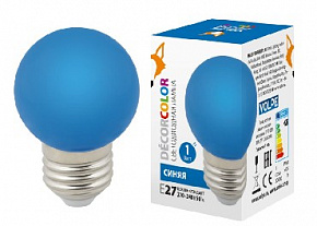 VOLPE (UL-00005647) LED-G45-1W/BLUE/E27/FR/С Лампа декоративная светодиодная