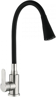 АНТЕЙ 577033 Садко Смеситель д/кухни шар. с силиконовым изливом черный нерж.сталь 1/11 Смеситель