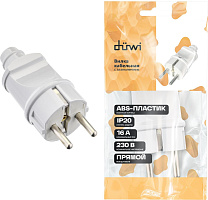 DUWI (30465 4) Вилка ABS-пластик, прямая, с заземлением, 16А, 230В, IP20 белый
