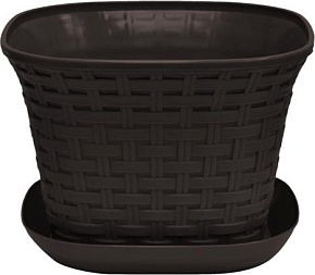 VIOLET "Ротанг" 6,9 л с поддоном (венге) 366905 Кашпо квадратное VIOLET "Ротанг" 6,9 л с поддоном (венге) 366905