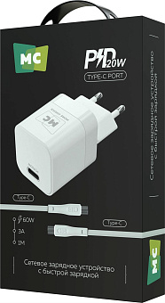 MORE CHOICE (4620202555854) NC86a 1Type-C 3.0A PD 20W для Type-C Type-C White СЗУ