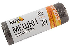 РЫЖИЙ КОТ Мешки д/мусора 30л (30шт./рул.), ПНД, черные (003930)