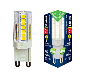 UNIEL (UL-00006748) LED-JCD-5W/3000K/G9/CL GLZ09TR ЛАМПЫ СВЕТОДИОДНЫЕ (G4, G9, G13/T8, G5/T5)