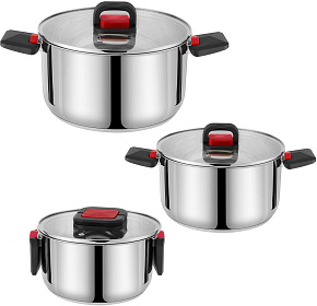 POMIDORO POMI D'ORO P640567 Набор кастрюль 16см, 20см, 24см с крышками