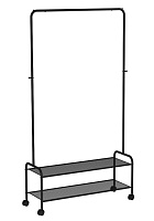 ЗМИ Вешалка гардеробная "Валенсия 32М" с двумя полками, на колёсах (VALENCIA 32М clothes rack), черный ВГВ32М Ч Вешалка гардеробная