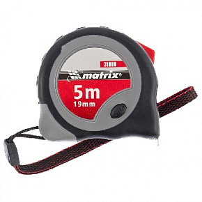 MATRIX Рулетка Continuous fixation, 5 м х 19 мм, двухкомпонентный корпус, плавная фиксация 31088 Рулетка