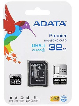 A-DATA 32GB MicroSDHC Class10 UHS-1 + адаптер (AUSDH32GUICL10-RA1) Карта памяти