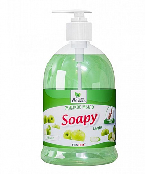 CLEAN&GREEN CG8062 Soapy эконом яблоко с дозатором 500 мл. Жидкое мыло