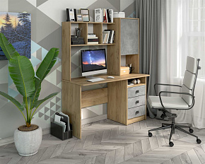 БИТЕЛ СК-9 Дуб крафт золотой/Бетон Стол компьютерный