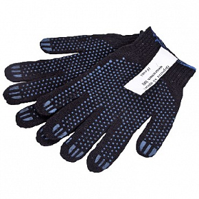 РОССИЯ перчатки х/б с пвХ черные 10 класс, 4 нити (91346)
