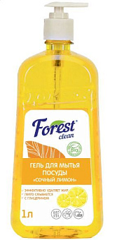 FOREST CLEAN Гель для мытья посуды "Сочный лимон" 1 л Средство для мытья посуды