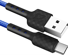 DEFENDER (87113BLU) USB кабель F181 TypeC 1м,2.4А, нейлон Кабель