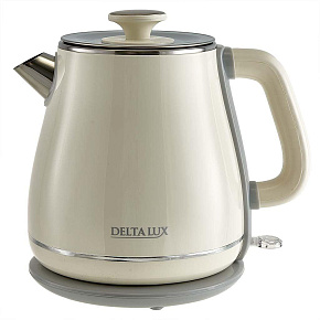 DELTA LUX DE-1019 (1,8 л, металл/пластик) белый Чайник электрический