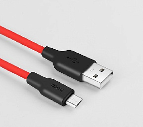 HOCO (6957531071396) X21 USB (m)-microUSB (m) 1.0м - черный/красный Кабель