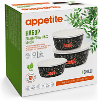 APPETITE 1DM47PL Chilli мисок эмал 3пр пласт/кр Набор мисок