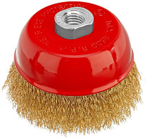 MATRIX Щетка для УШМ, 100 мм, М14, "чашка", латунированная витая проволока// Щетка MATRIX Щетка для УШМ, 100 мм, М14, "чашка", латунированная витая пр