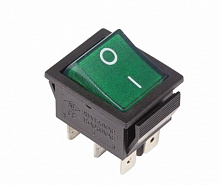 REXANT (36-2352) выключатель клавишный 250V 15А (6с) ON-ON зеленый