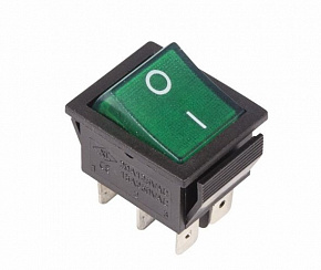 REXANT (36-2352) выключатель клавишный 250V 15А (6с) ON-ON зеленый Выключатель-кнопка