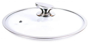 TIMA Крышка стекл. с метал/обод + овальная ручка НЖС 22 см низ. 5522 Крышка стекл. с метал/обод + овальная ручка НЖС низкая