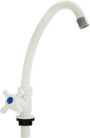 BRIMIX 6614 Кран на одну воду, металлокерамика, из высокопрочного АБС пластика, ручка крест, модель стандарт, цвет БЕЛЫЙ Смесители