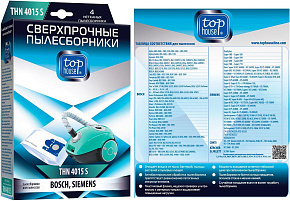 TOP HOUSE THN 4015 S Сверхпрочные нетканые пылесборники с антибактериальной обработкой, 4 шт (392470)
