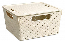 VIOLET Коробка для хранения квадратная "Береста" с крышкой 11л 294х294х151 (слон.кость) 6811126 Коробка для хранения