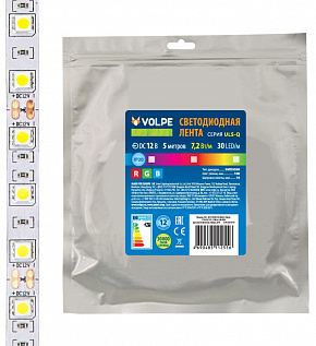 VOLPE (UL-00004541) ULS-Q210 5050-30LED/m-10mm-IP20-DC12V-7,2W/m-5M-RGB катушка в герметичной упаковке ЭЛЕКТРИКА