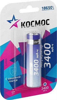 КОСМОС KOC18650Li-ion34PBL1 голубой Аккумулятор