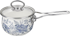 AGNESS 943-133 эмалированный со стеклянной крышкой серия "ROYAL BLUE", 0,9 л, диа. 14см