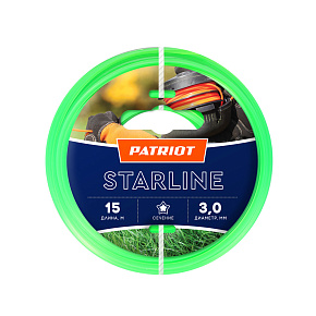PATRIOT 805201066 D 3,0 мм L 15 м (звезда, зеленая) Леска Standart для триммеров Леска
