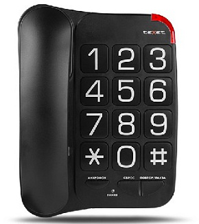 TEXET TX-201 Black Телефон проводной