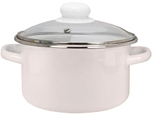 ЭМАЛЬ 33-Б1614С бисквит цил 4,0л стекл/кр мет/об Кастрюля