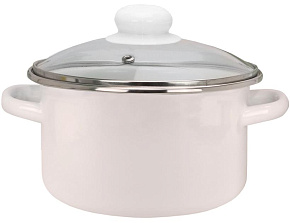 ЭМАЛЬ 33-Б1614С бисквит цил 4,0л стекл/кр мет/об Кастрюля