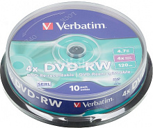 Verbatim DVD-RW 4.7Gb Оптический диск без футляра 4x 120мин