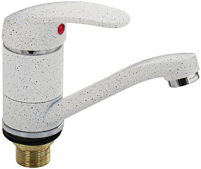 САНАКС 13073 Смеситель для кухни и раковины, шаровый, поворотный корпус, излив 15 см, цвет БЕЛЫЙ КАМЕНЬ Смесители