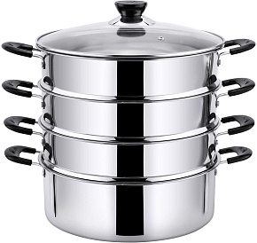 POMIDORO POMI D'ORO P630102 Vapore Мантоварка-пароварка, 26см мантоварка POMIDORO POMI D'ORO P630102 Vapore Мантоварка-пароварка, 26см