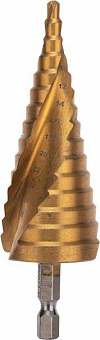 KRANZ (KR-12-6613) Сверло по металлу ступенчатое ТИТАН 4,0-32,0мм, 102мм, 65 HRC, Р6М5 TiN Сверло