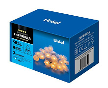 UNIEL (UL-00007192) ULD-S0500-050/DTA WARM WHITE IP20 PINE CONES Гирлянда светодиодная Шишки, 5м. 50 светодиодов. Теплый белый свет Гирлянда