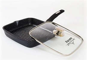 МЕЧТА С68803 Гранит star несъемная ручка стеклянная крышка Сковорода