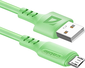 DEFENDER (87108GRN) USB кабель F207 Micro 1м,2.4А,силикон Кабель