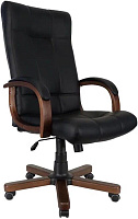 ЯРКРЕСЛА Кр102 ТГ ДЕРЕВО ЭКО1 (экокожа черная)/подлокотники с накладкой Кресло руководителя