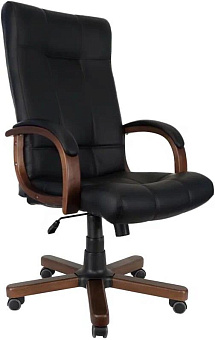 ЯРКРЕСЛА Кр102 ТГ ДЕРЕВО ЭКО1 (экокожа черная)/подлокотники с накладкой Кресло руководителя