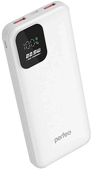 PERFEO (PF_E2074) - 10000 mAh/LED QC3.0/Type-C/2,белый Power Bank