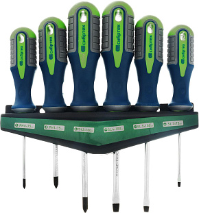 СИБРТЕХ Набор отверток, CrV, трехкомпонентные рукоятки, 6 предметов 13374 СИБРТЕХ Набор отверток, CrV, трехкомпонентные рукоятки, 6 предметов 13374