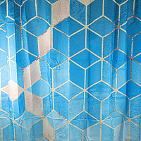 САНАКС 01-89 Штора с рисунком голубые КУБЫ, в ванную комнату, без колец - полиэстэр