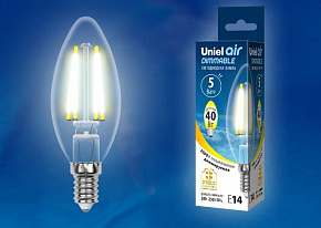 UNIEL (UL-00002860) LED-C35-5W/WW/E14/CL/DIM GLA01TR Лампочки светодиодные