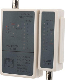 REXANT (12-1001) Тестер кабеля RJ-45 + BNC 5248 Тестер