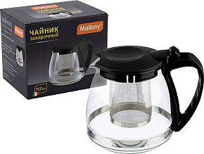 MALLONY Чайник заварочный DECOTTO-750, объем: 750 мл, с пластик ручкой, фильтр из нерж стали, цвет: чёрный (910132) Чайники заварочные